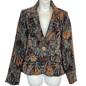 Coldwater Creek Womens Whimsigoth Velvet Floral Suit Jacket Blazer Ribbed sz S